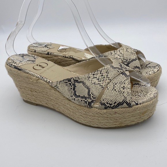 Kelsi Dagger Shoes - KELSI DAGGER Bianca snake print espadrille sandals size 7M boho wedge cream
